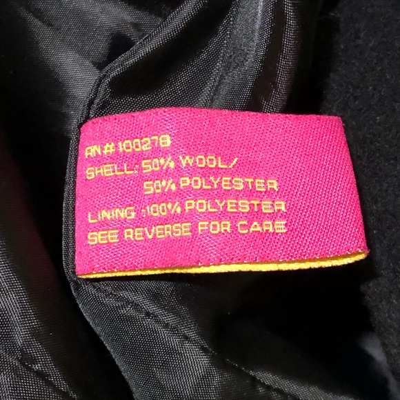 Black Winter Coat Jennyfer J brand 50/50 Wool/Polyester Women’s Size Small - Picture 7 of 7